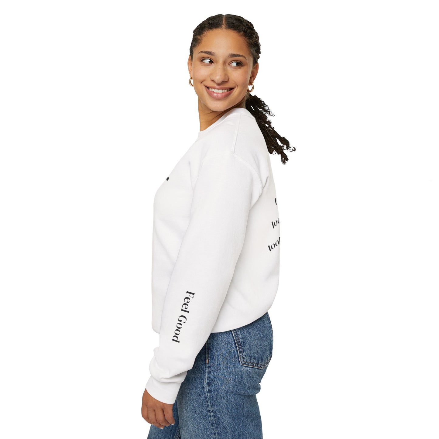 elva. "Look Good, Feel Good" Crewneck Sweatshirt