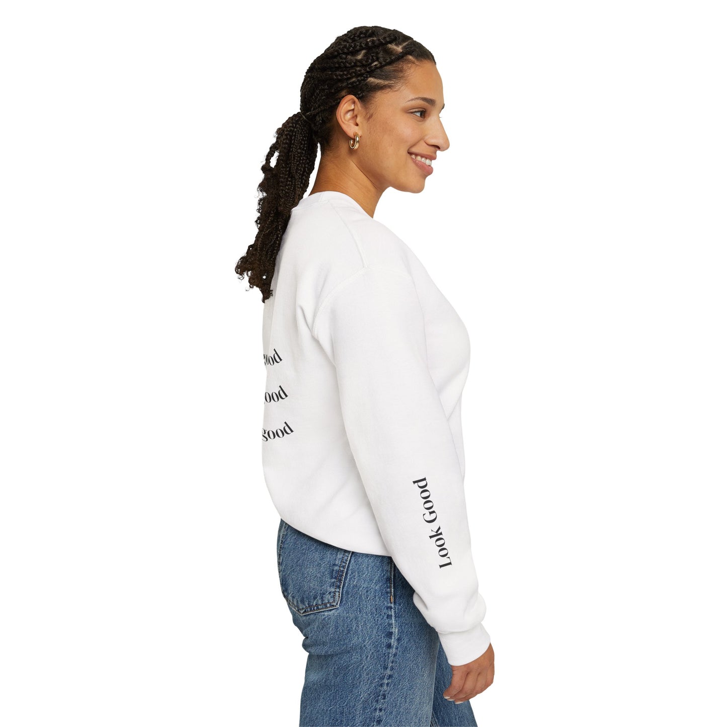 elva. "Look Good, Feel Good" Crewneck Sweatshirt
